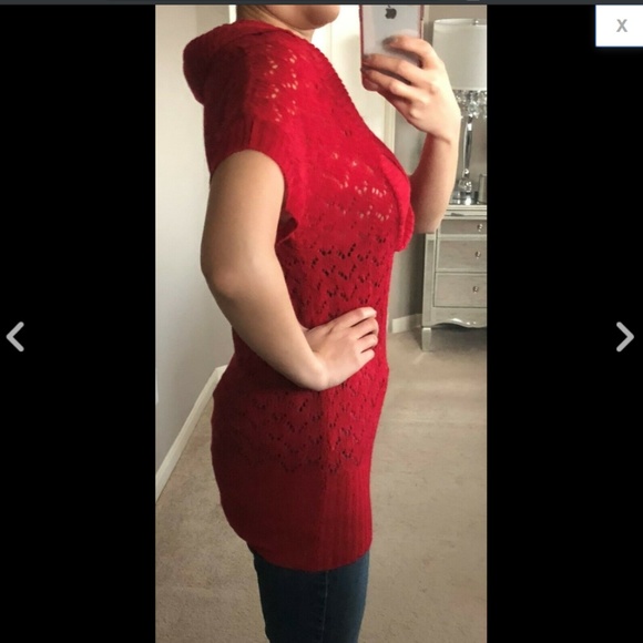 V-Neck Pointelle Wrap Shawl Collar Sweater Tunic - Picture 3 of 3